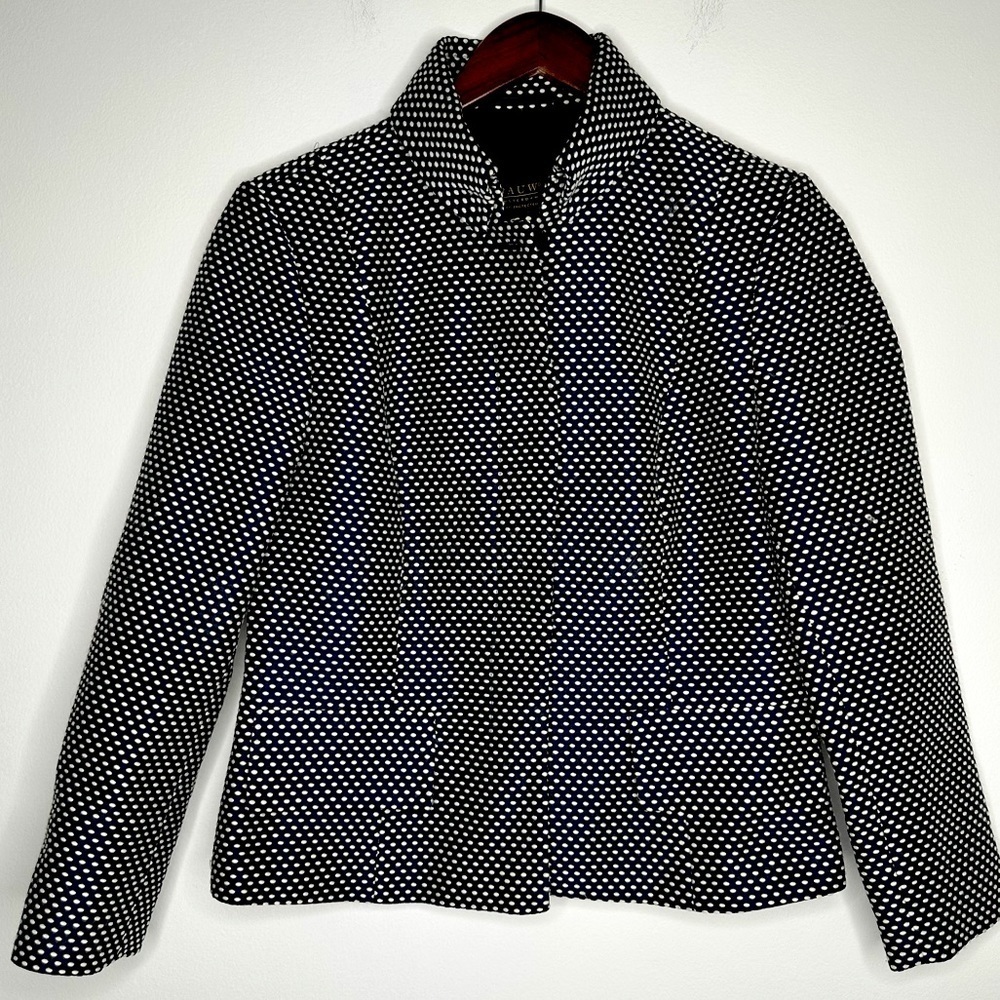 Pauw Amsterdam Wool Blend Navy White Polka Dot Jacket Size 2/Medium/8